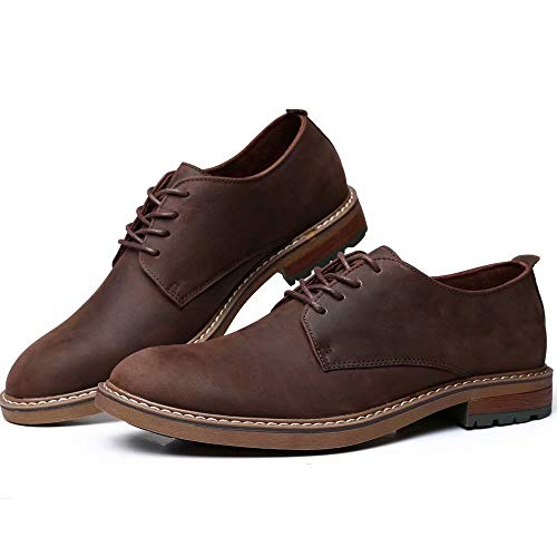 Mens Dress Shoes, Lace Up Plain Toe Leather Oxford Coffee 9 #TOP1
