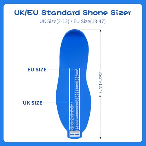 JSMTKJ Fußmeßgerät, Schuhgrößen Messen Größen mit 1 Maßband Füße, Kinder Erwachsenen Schuhmessgerät für EUR UK Schuh Messgerät (blau)