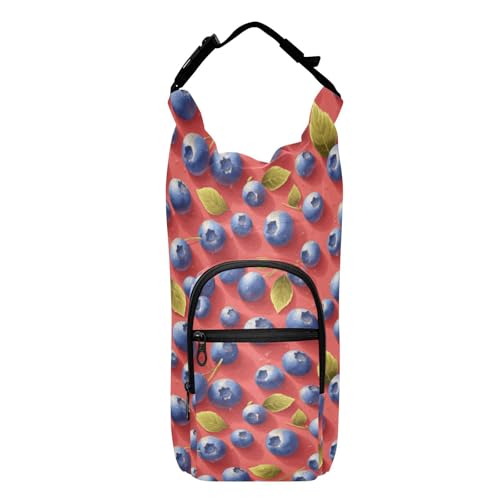 linqin Porte-bouteille portable avec motif myrtilles, sac de transport pour bouteilles d'eau de 58/61/80/1,2 l