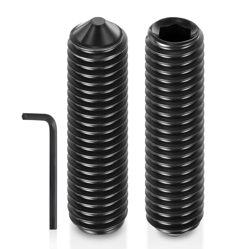 Kozelo 20Pcs Cone Point Socket Set Screws - [M8-1.25x30mm] Carbon Steel - Black Oxide Finish Hex Socket Grub Set Screws with Hex Key Wrench for Door Knobs, Pulleys & Tool Handles
