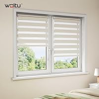 WOLTU Doppelrollo Klemmfix ohne Bohren 100x150 cm, Holzlook Buche – Ansicht 2