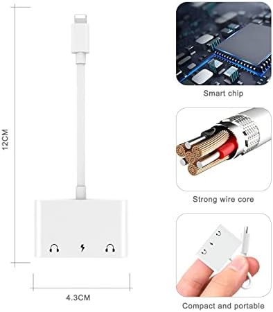 LXJADAP 3.5mm Headphone Jack Adapter, 3 in 1 Light-ning to Dual 3.5mm Jack Aux Audio Splitter, with Charging Splitter, for Phone 13/12/11/X/8/8plus/7/7plus, Pad / Pod, Support iOS 15