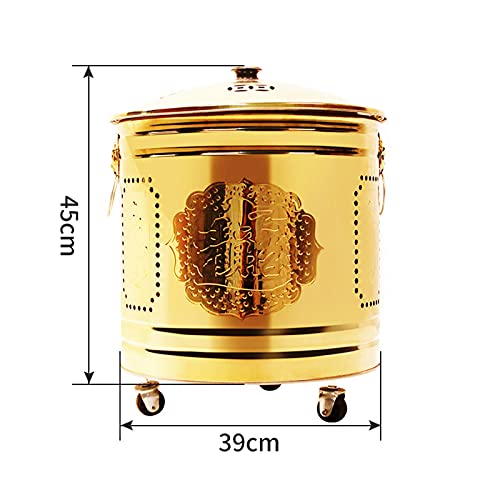 Edelstahl- Brennfass, Große Verbrennungsanlage, Mit Innentank, 360°- Universalrad, Zum Verbrennen Von Müll, Papier, Blättern, Mehrere Größen (Titangold 45 X 39 cm)-3