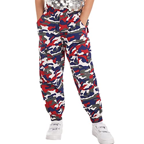 FEESHOW Kids Boys Camouflage Jogger Pants Elastic Waist Camo Cargo Trousers Sports Casual wear Slim fit