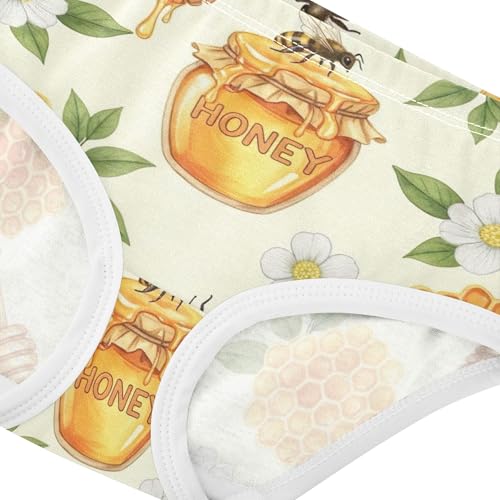 Toddler Girls Underwear 2t Cotton Panties for Girl Fun Undies Kids Briefs Cartoon Honeycomb Bees White Floral4