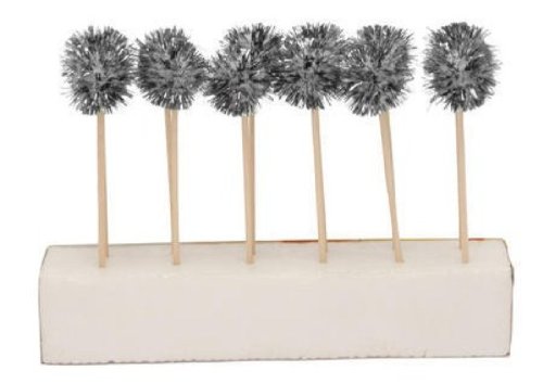 12-Count Glitz Pom Pom Cocktail Picks, Silver