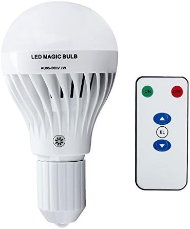 CHEEKON 160729 AC 85-265V 7W LED Magic Bulb with Remote Controller White Emergency Light with Rechargeable Built-in Battery E27 Lamp for Home Indoor Lighting (White)