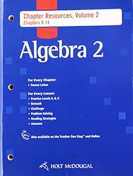Paperback Holt McDougal Algebra 2: Chapter Resources, Volume 2 Chapters 8-14 Book