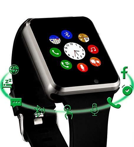 Smart Watch,Android Smart Watches for Men Women Teens with SIM SD Card Slot SmartWatch Compatible Android Samsung iPhone Watch with Call Text Camera Pedometer Bluetooth Watches