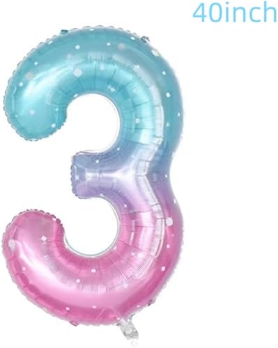 Miniatura 10 de Globos de 40 pulgadas de color azul claro con mariposa número 2, globos gigantes de Mylar con números de helio 2, suministros de fiesta de