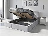 Interbeds Polsterbett Hilton 160x200cm in 6 Farben inkl. 2 Schaumstoffmatratzen und Lattenrost (Aschgrau)