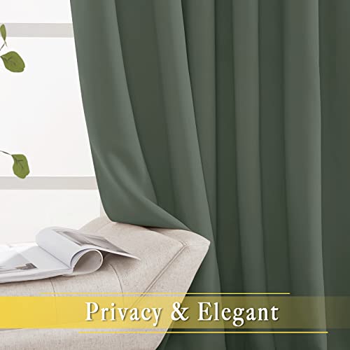 NICETOWN Blackout 90 inch Sliding Door Curtain for Living Room, Grommet Thermal Room Darkening Sound Reducing Window Treatment for Bedroom, 1 Panel, Dark Mallard, W80 x L90