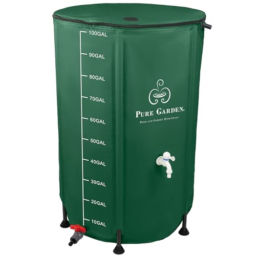 Pure Garden Collapsible 100-Gallon Rain Barrel Kit for Portable Garden Water Collection