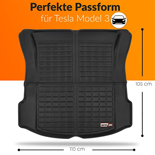 Upgrade4cars Kofferraummatte kompatibel für Tesla Model 3 | Gummi Kofferraumwanne Wasserdicht & rutschfest | Autozubehör Innenraum