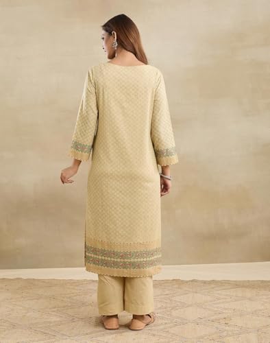 Image of Fabindia Womens Cotton Printed Geometric Regular Fit Long Kurta