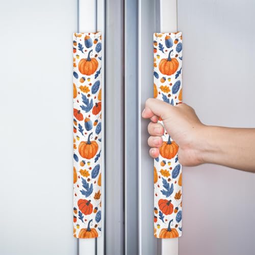 Image of Pardick Refrigerator Door Handle Covers Set of 2, Fall Pumpkin Fridge Handle Covers Appliance Handle Covers Protector for Microwave Oven Stove Dishwasher, Keep Your Kitchen Appliance Clean