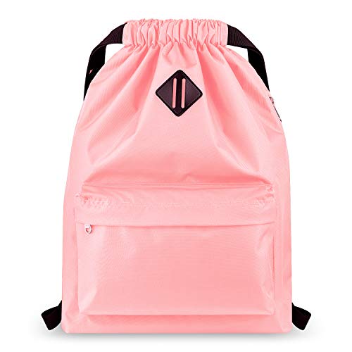 Vorspack Drawstring Backpack Water Resistant String Bag Sports Gym Sack with Side Pocket for Men Women