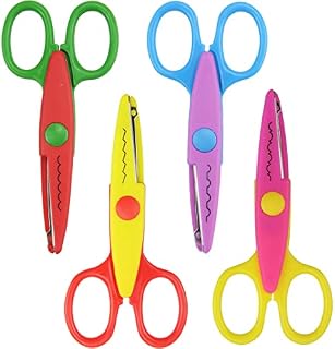 Aoen 4 Pcs Kids Scissors, Safety Scissors Craft Colorful Children Serrated Creative Paper Edger for Crafts, Scrapbooking, DIY Photo & Art Projects
