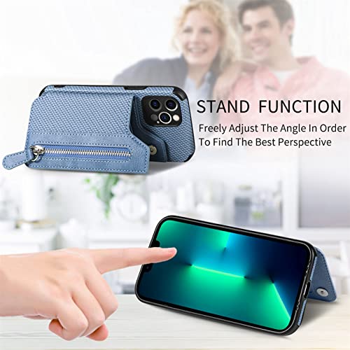 Phone Case for iPhone 12 Pro Max 6.7 Wallet Cover with Screen Protector and Zipper Credit Card Holder Stand Leather Cell Accessories iPhone12promax 5G i 12s Plus iPhone12 12pro Promax Women Men Blue by Asuwish - Image 3