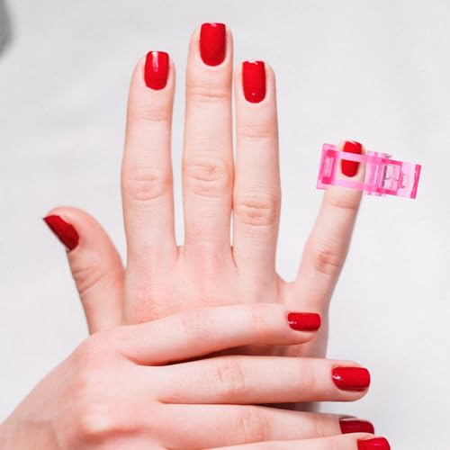 20 clips plásticos rosas para uñas acrílicas miniatura 4