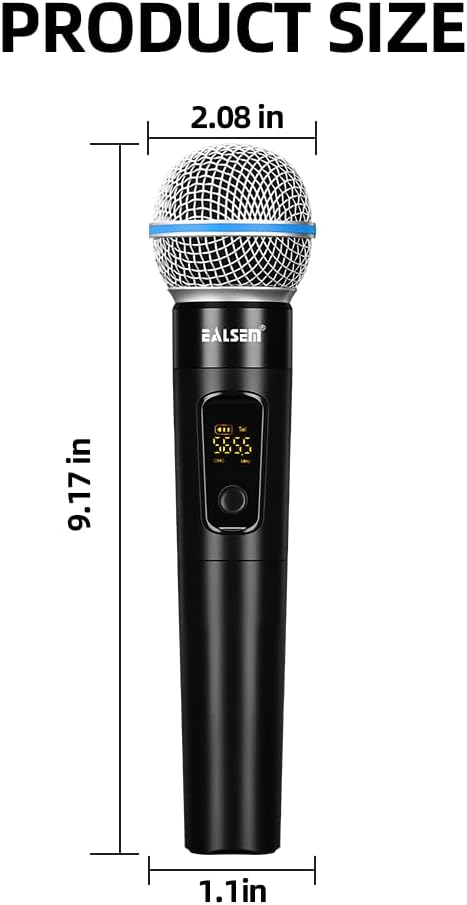 ES-384 4-CH UHF Wireless Handheld Microphone System - 164ft Range, Rechargeable Receiver, Plug-and-Play for Karaoke & Live Shows - 4 Handheld Mics Included