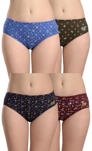 Image of Panty Set for Women | Printed Mid Waist Cotton Panties for Women Combo | Hipster Briefs | Soft Breathable Innerwear for Women | Ladies Innerwear