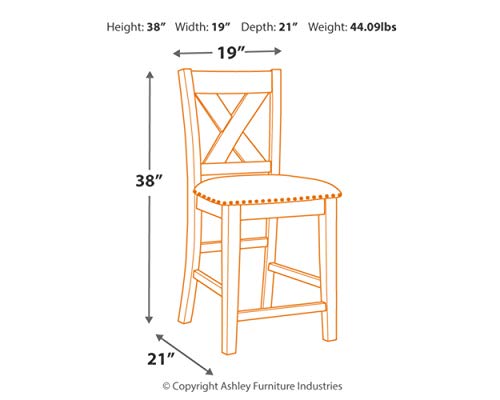 Signature Design By Ashley Caitbrook Rustic 24.63" Counter Height Upholstered Barstool, 2 Count, Gray #TOP2