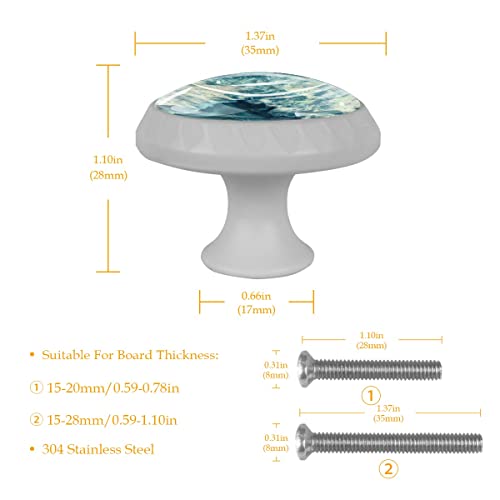 Lorvies 4 Pack 1.37" Fluorescence Decorative Marble Cabinet Knobs, Glass Abs Round Single Hole, Cabinet Dresser Drawer Door Knobs Handles Pulls Knobs For Home Kitchen Bedroom (Crystal Blue Marble) #TOP4