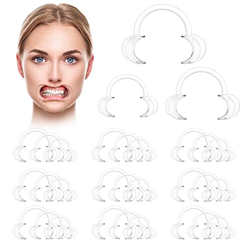 Annhua Dental Mouth Opener Tool 30 Pcs C-Shape Dental Cheek Retractor with 3 Sizes, Disposable PC Plastic Mouth Retractor for Teeth Whitening and Party Game Accessories - Heat Resistant-Clear