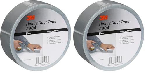 Image of 3M Heavy Duty Duct Tape 2904, 48 mm x 50 m, Silver (Pack of 2)