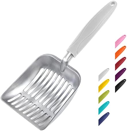 WePet Łopatka do żwirku dla kotów, przesiewacz ze stopu aluminium, szufelka metalowa, głęboka łopatka, długi uchwyt, przesiewanie odchodów, podnośnik, trwały, wytrzymały, do kuwety