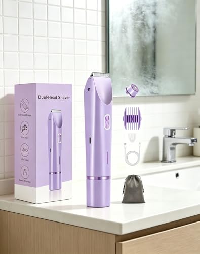 Razerly Maquinilla Mujer, Razerly Maquinilla Mujer 2 En 1, Ipx7 Impermeable Y Carga USB, Depiladora Eléctrica Diseñada Para Zonas íntimas, Axilas, Piernas Y Piel Sensible (Púrpura)