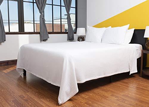 Elite Home 108 X 90 Inch 100 Percent Organic Cotton Throw Blanket With Diagonal Herringbone Weave For Couch, Sofa, Or Bed, King, White #TOP1