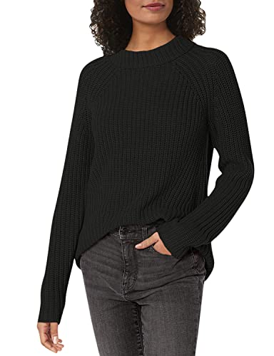 Goodthreads Women's Relaxed-Fit Cotton Shaker Stitch Mock Neck Sweater, Black, Large #TOP21