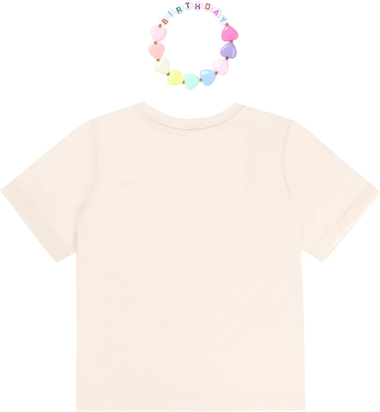 Girls' Birthday Girl Letter Print T-Shirt with Bracelet, Pink, Size 4-12Y, Short Sleeve - Image 2