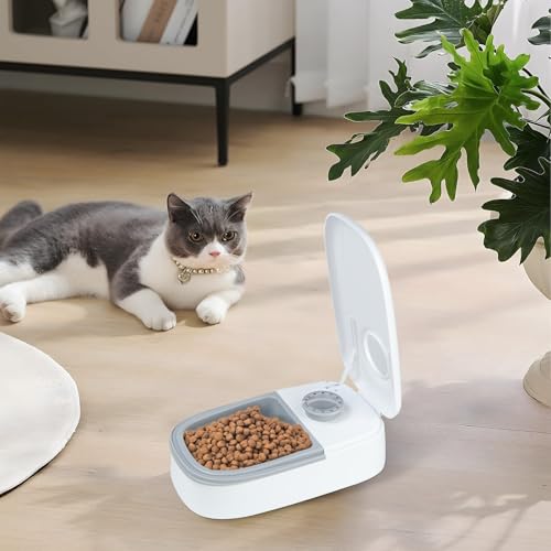 48 Hours Automatic Pet Feeder with Timer - Timer Automatic Feeders for Cats and Dogs, 350ml Cat Food Dispenser Automatic Open (Grey) - Image 7