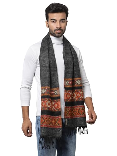 Image of Weavers Villa Acro Wool Men's Muffler (MF-902, Black Size: 34CM X 200CM)
