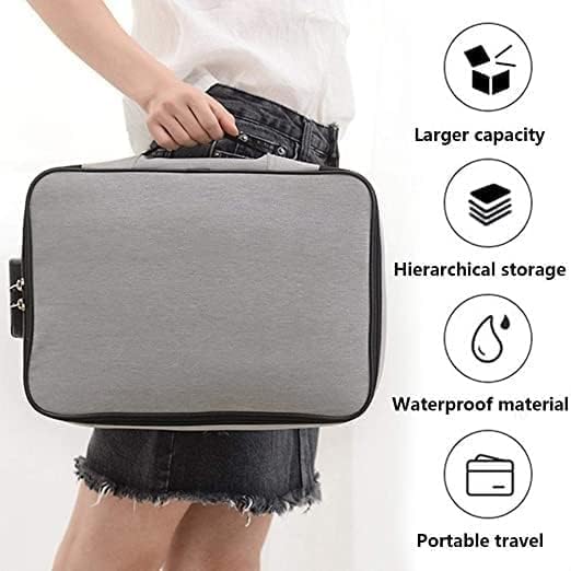 Image of Fireproof Waterproof Document Bag with Lock - Portable Waterproof Document Organizer for Important File - Fire Proof Travel Storage Case with Zipper for Laptop (Morden Bag)