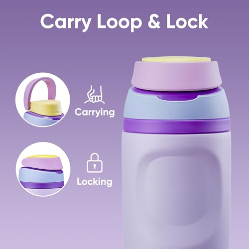 Image of Fijinhom 16 oz Insulated Water Bottle,Stainless Steel Sports Water Bottle with Straw, Double Wall Vacuum Leak Proof, Cold for 24 Hours, BPA Free for Travel, Sport, Outdoor, Purple