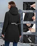 33,000ft Damen Wintermantel Lange Warme Winterjacke Parka Regenjacke Verdickene Funktionsjacke Mit Kapuze Übergangsjacke Outdoorjacke, Schwarz 2XL