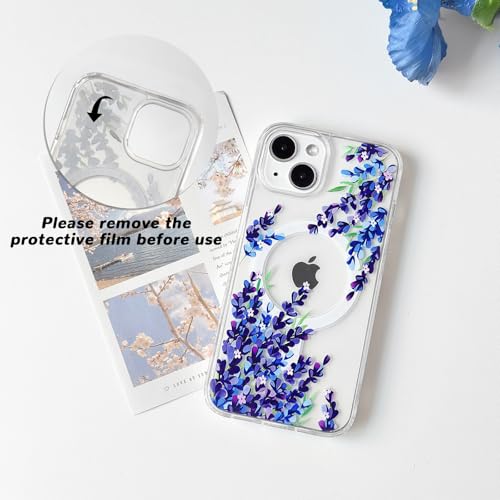 Lovmooful Magnetic for iPhone 14 Plus/15 Plus Case Cute Flower-Blue&Purple by Lovmooful - Used condition - Image 2