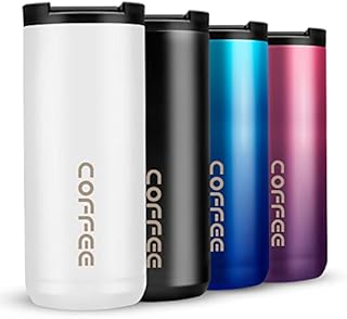 WOODFIB Travel Mug, Double Walled Coffee Cup 550ml Vacuum Insulation Stainless Steel with Leakproof Lid Eco-Friendly, for Hot and Cold Water Coffee and Tea (Gradient Purple)