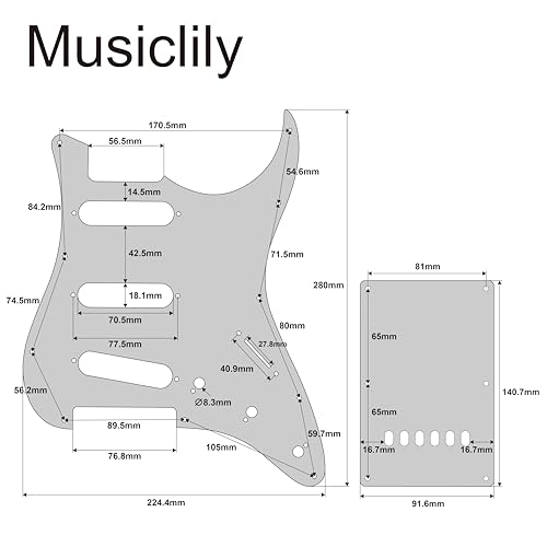 Musiclily Pro 10-Hole ST Guitar Pickguard and Backplate Set for Tagima TG-530 Strat Style SSS Electric Guitar, 4Ply White Pearl by Musiclily - Image 2