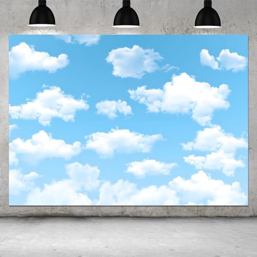 Yongqian 10x8ft Blue Sky White Cloud Photography Backdrop World Travel Aviator Children Birthday Party Decor Wedding Newborn Baby Shower Photo Studio Props
