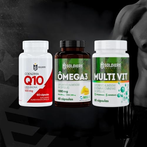 Soldiers Nutrition, Kit: Coenzima Q10 100mg + Ômega 3-60 Caps - 1000mg + Multivitamínico 60 Cap - So