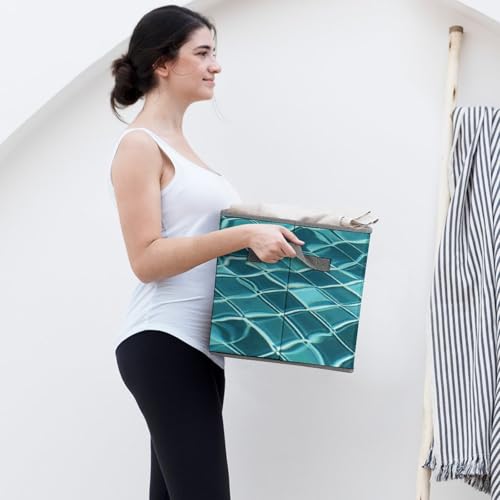 Boîte de rangement pliable pour vêtements avec impression d'eau azur - 8