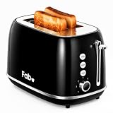 Fab by Kitchen in the box Toaster 2 Slice Extra Wide Slot, 7 Browning Level | Stainless Steel Toaster with Defrost, Reheat & Cancel Functions, Removable Crumb Tray, 800W, Compact 2 Slice Toaster (Black)