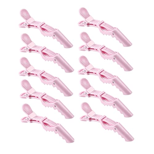 10pcs/set Multicolor Croc Clips Transparent Plastic Hairdresser Clip Hair Styling Sectioning Barrettes Professional Non Slip Alligator Clips Salon DIY Accessories Hairpins (10pcs-Light Pink)