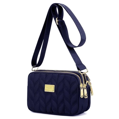 WITERY Small Crossboby Purse for Women - Waterproof Nylon Crossbody Phone Bag Shoulder Bag with Adjustable Strap, Lightweight Ladies Quilted Multi-Pocket Small Purses Travel Handbags