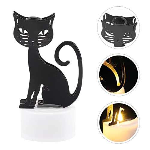 Uonlytech 2Pcs Halloween Candle Lamp Black Cat Flameless Candle Light Black Cat Tea Light Led Black Cat Candle Light For Home Decoartion #TOP29